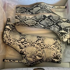 Faux Snake Skin Ankle Boots